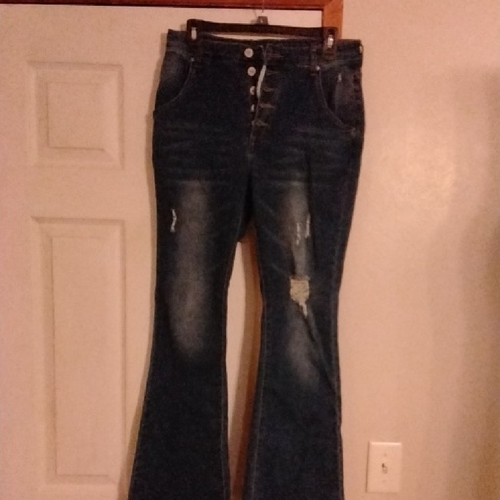 Source Unknown Dark Blue Flare Jeans